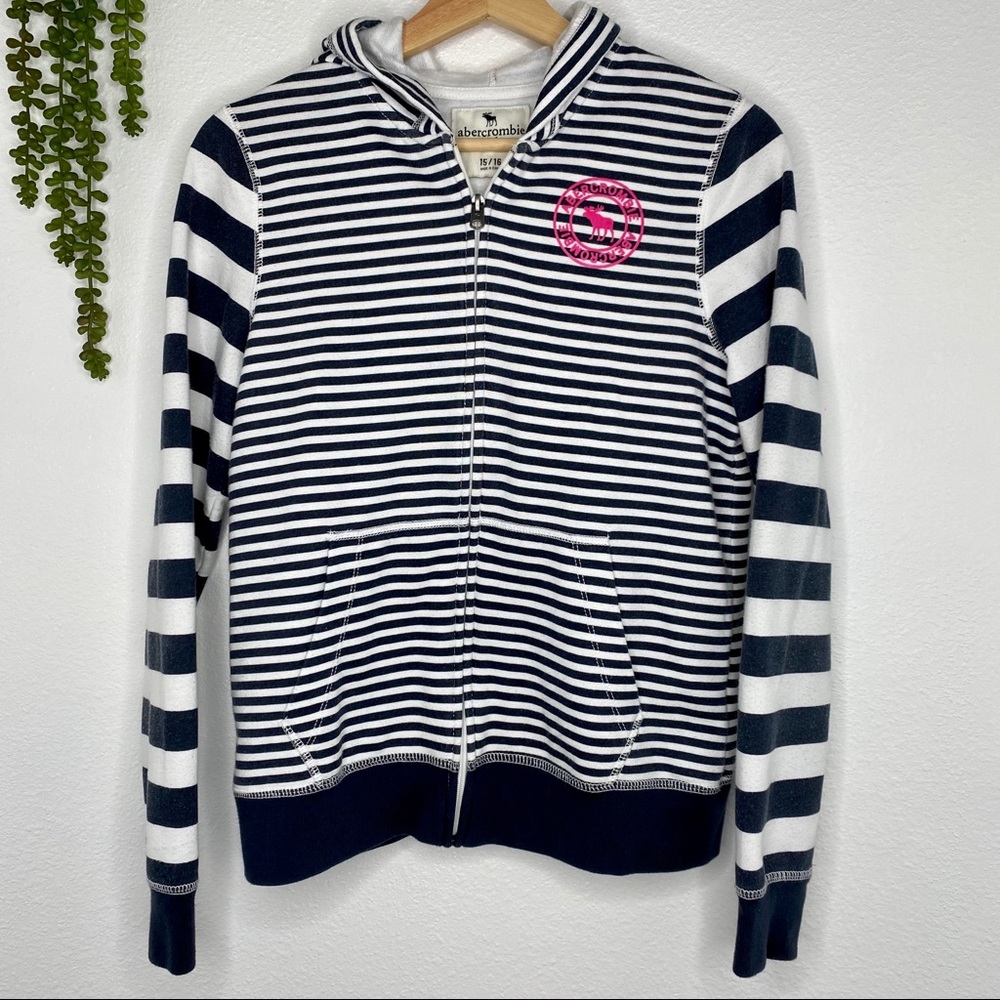 Abercrombie Kids Striped Zip Up Girls Hoodie 15/16